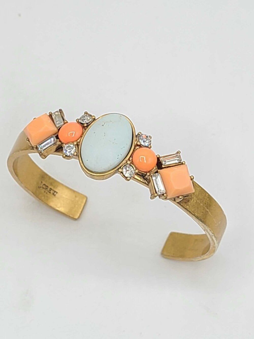 J Crew Multi Color Stone Gold Tone Cuff Bracelet